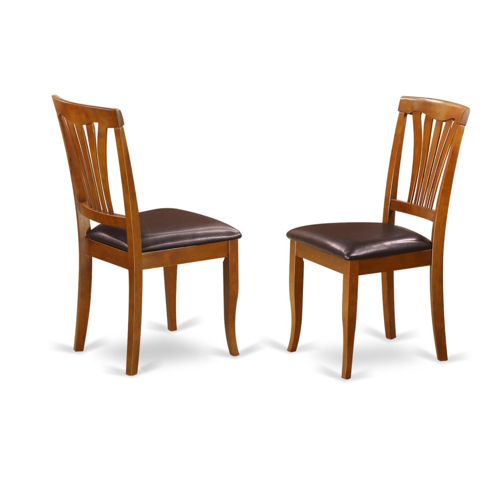 Set Of 2 Chairs Avc-Sbr-Lc Avon Kitchen Dining Chair With Faux Leather Seat - Saddle Brow Finish