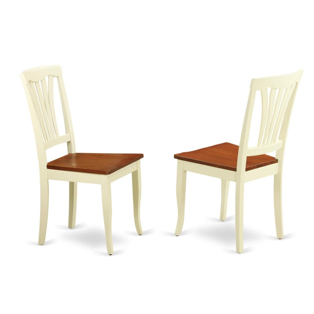 Avon5-Whi-W 5 Pc Dinette Table With Leaf And 4 Wood Seat Chairs In Buttermilk And Cherry.