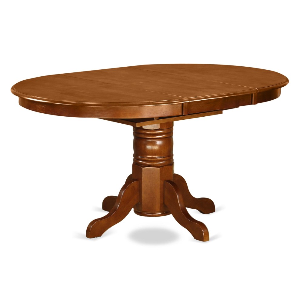 Avpl7-Sbr-C 7 Pcavon Dining Table Featuring Leaf And 6 Fabric Seat Chairs In Saddle Brown .