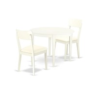 Boad3-Whi-Lc 3 Pc Kitchen Table Set With A Dining Table And 2 Faux Leather Kitchen Chairs In Linen White