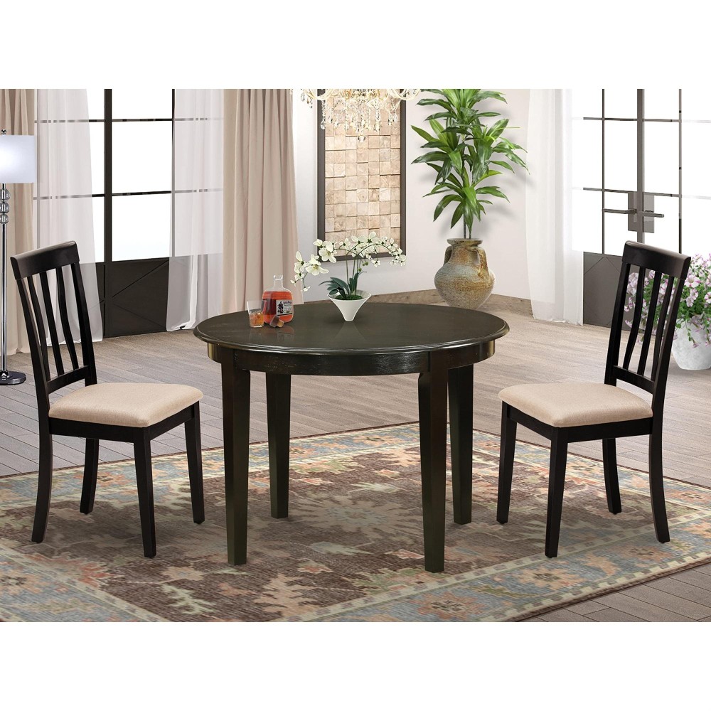 Boan3-Cap-C 3 Pc Kitchen Table Set-Small Round Table And 2 Kitchen Chairs