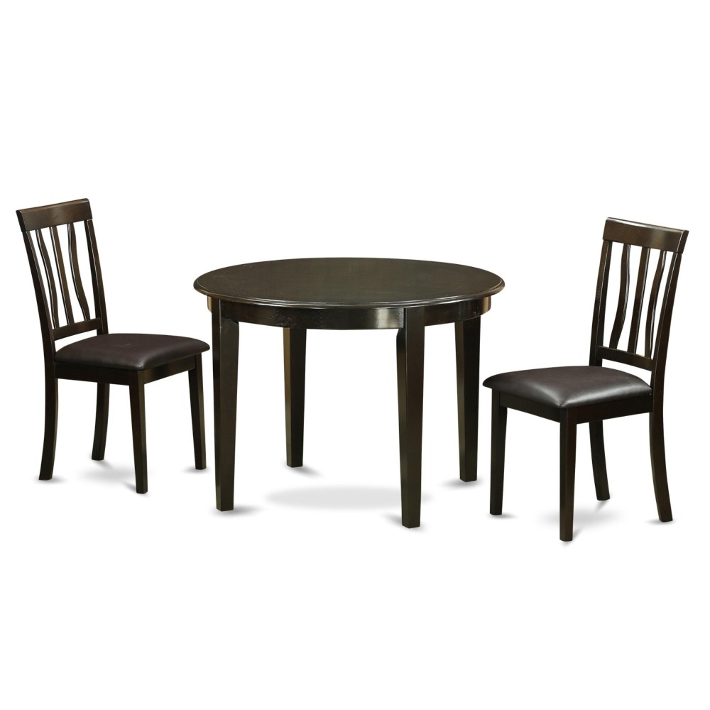 Boan3-Cap-Lc 3 Pc Kitchen Table Set-Small Round Table And 2 Kitchen Chairs