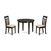 Boca3-Cap-C 3 Pc Kitchen Nook Dining Set-Round Table And 2 Dining Chairs