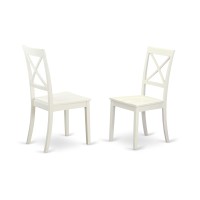 Set Of 2 Chairs Boc-Whi-W Boston X- Back Chair For Dining Room With Wood Seat