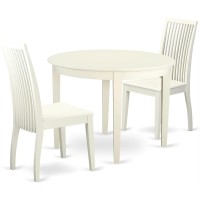 Boip3-Whi-W 3 Pc Kitchen Table Set With A Dining Table And 2 Faux Leather Kitchen Chairs In Linen White