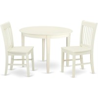 Bono3-Whi-W 3 Pc Kitchen Table Set With A Dining Table And 2 Faux Leather Kitchen Chairs In Linen White