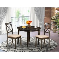 Bost3-Cap-C 3 Pc Small Kitchen Table Set-Round Table And 2 Dining Chairs