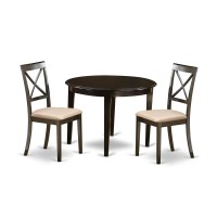 Bost3-Cap-C 3 Pc Small Kitchen Table Set-Round Table And 2 Dining Chairs