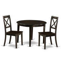 Bost3-Cap-W 3 Pc Small Kitchen Table And Chairs Set-Round Table And 2 Dinette Chairs