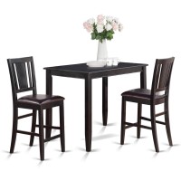 Buck3-Blk-Lc 3 Pc Counter Height Dining Set-High Table And 2 Stools
