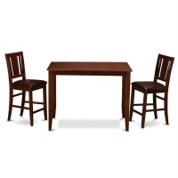 Buck3-Mah-Lc 3 Pc Counter Height Table Set-Counter Height Table And 2 Counter Height Chairs.