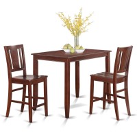 Buck3-Mah-W 3 Pc Counter Height Table Set-Counter Height Table And 2 Counter Height Chairs