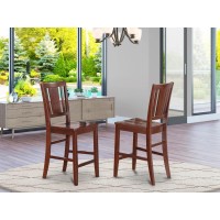 Set Of 2 Chairs Bus-Mah-W Buckland Counter Height Dining Room Chair With Wood Seat In Mahogany Finish