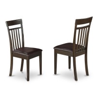 Set Of 2 Chairs Cac-Cap-Lc Capri Slat Back Kitchen Chair With Leather Upholstered Seat