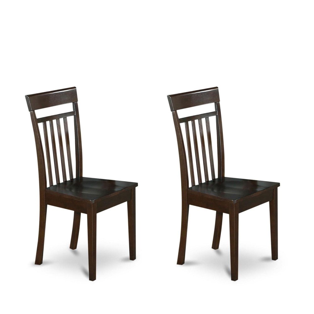 Set Of 2 Chairs Cac-Cap-W Capri Slat Back Kitche Dining Chair With Wood Seat