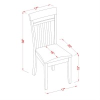 Set Of 2 Chairs Cac-Mah-Lc Capri Slat Back Chair For Dining Room With Leather Upholstered Seat