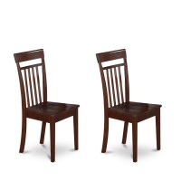Set Of 2 Chairs Cac-Mah-W Capri Slat Back Chair For Dining Room With Wood Seat