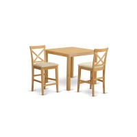 Cafe3-Oak-C 3 Pc Counter Height Dining Room Set-Pub Table And 2 Counter Height Stool