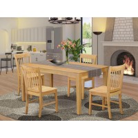 Cano5-Oak-W 5 Pc Dining Room For 4 Set-- Dining Table And 4 Chairs