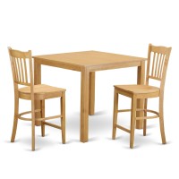 Cfgr3-Oak-W 3 Pc Counter Height Dining Room Set- Table And 2 High Dining Chairs.