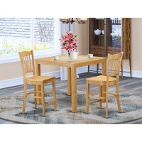 Cfgr3-Oak-W 3 Pc Counter Height Dining Room Set- Table And 2 High Dining Chairs.