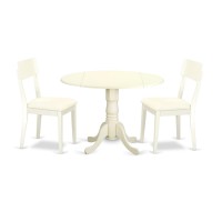 Dlad3-Whi-Lc 3 Pc Dublin Kitchen Table Set-Dining Table And 2 Faux Leather Kitchen Chairs