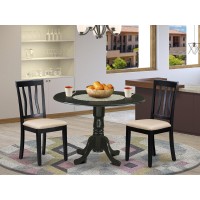 Dlan3-Blk-C 3 Pc Dinette Table Set-Dining Table And 2 Dining Chairs