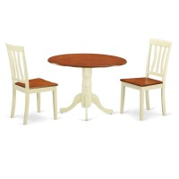 Dlan3-Bmk-W Dining Set - 3 Pcs With 2 Wood Chairs In Buttermilk