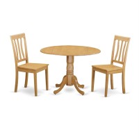 Dlan3-Oak-W 3 Pc Dining Room Set - Kitchen Dinette Table And 2 Dining Chairs