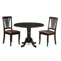 Dlav3-Blk-Lc 3 Pc Kitchen Nook Dining Set-Dining Table And 2 Dining Chairs
