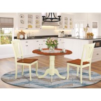 Dlav3-Bmk-W 3 Pc Round Table Set-Dining Table And 2 Kitchen Chairs