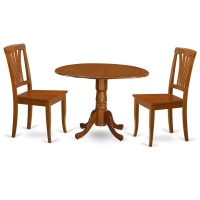 Dlav3-Sbr-W 3 Pc Small Kitchen Table And Chairs Set-Kitchen Dining Nook And 2 Dining Chairs
