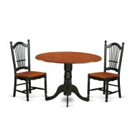 Dldo3-Bch-W 3 Pc Dublin Kitchen Table Set-Dining Table And 2 Wood Seat Kitchen Chairs