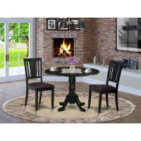 Dldu3-Blk-Lc 3 Pc Kitchen Table Set For 2-Dinette Table And 2 Kitchen Chairs