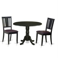 Dldu3-Blk-Lc 3 Pc Kitchen Table Set For 2-Dinette Table And 2 Kitchen Chairs