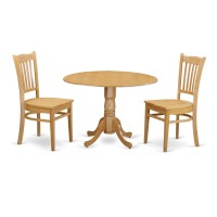 Dlgr3-Oak-W 3 Pc Dining Room Set - Dinette Table And 2 Dinette Chairs