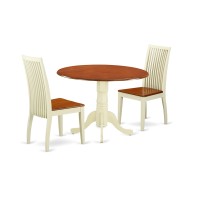 Dlip3-Bmk-W 3 Pc Dublin Kitchen Table Set-Dining Table And 2 Wood Seat Kitchen Chairs