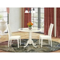 Dlip3-Whi-W 3 Pc Dublin Kitchen Table Set-Dining Table And 2 Wood Seat Kitchen Chairs