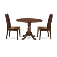 Dlip3-Mah-W 3 Pc Dublin Kitchen Table Set-Dining Table And 2 Wood Seat Kitchen Chairs