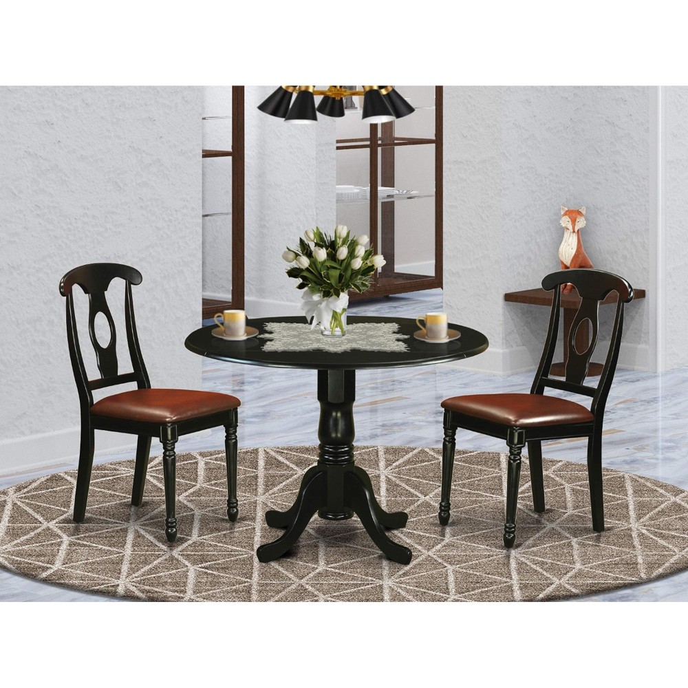 Dlke3-Blk-Lc 3 Pc Dining Room Set-Dinette Table And 2 Dinette Chairs