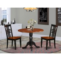 Dllg3-Bch-W 3 Pc Dining Room Set With A Dining Table And 2 Kitchen Chairs In Black And Cherry