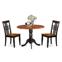 Dllg3-Bch-W 3 Pc Dining Room Set With A Dining Table And 2 Kitchen Chairs In Black And Cherry
