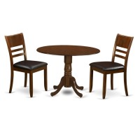 Dlly3-Esp-Lc 3 Pc Dinette Table With 2 Drop Leaves And 2 Leather Kitchen Chairs