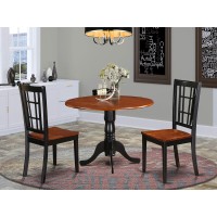 Dlni3-Bch-W 3 Pc Small Kitchen Table Set-Kitchen Table And 2 Dinette Chairs.