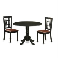 Dlni3-Blk-Lc 3 Pc Dining Room Set -Dining Table And 2 Dining Chairs
