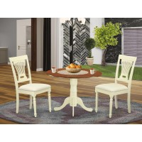 Dlpl3-Bmk-C 3 Pc Kitchen Table Set-Dining Table And 2 Wooden Kitchen Chairs In Buttermilk And Cherry