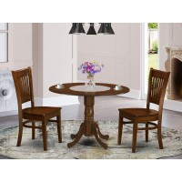 Dlva3-Esp-W 3 Pc 2-Drop-Leaf Table And 2 Wood Seat Chairs