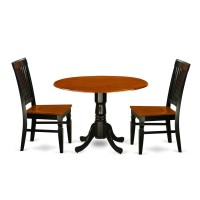 Dlwe3-Bch-W 3 Pc Kitchen Table Set With A Kitchen Table And 2 Wood Seat Dining Chairs In Black And Cherry
