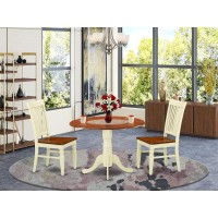 Dlwe3-Bmk-W 3 Pc Kitchen Table Set With A Dining Table And 2 Wood Seat Dining Chairs In Buttermilk And Cherry