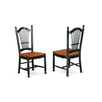 Set Of 2 Chairs Doc-Bch-W Dover Dining Room Chairs With Wood Seat - Finished In Black And Cherry